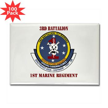3B1M - M01 - 01 - 3rd Battalion - 1st Marines with Text - Rectangle Magnet (100 pack)